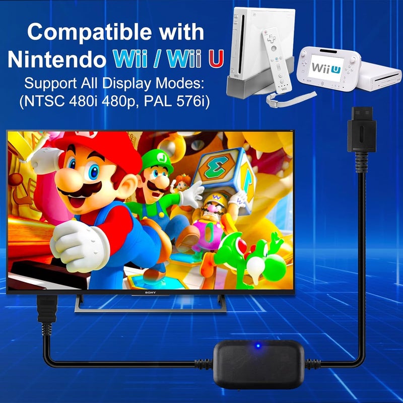 Herfair Wii to HDMI Cable, Wii HDMI Adapter, Wii2HDMI Converter Support 4:3/16:9 Aspect & All Display Modes with 1080P/720P Switch for Nintendo Wii/WiiU, Plug & Play -6.6FT - Image 3